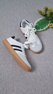 SHOEVO Sam-ba Sepatu Sneakers Wanita Sepatu Kerja Wanita Fashion bahan berkualitas tinggi warna hitam Cream Casual Olahraga Sport ST102