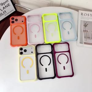 Corner Airbag Shockproof Transparent Magnetic Case For iPhone 18 17 16 Pro Max for Magsafe Wireless Charge Hard PC Clear Funda