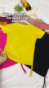 Atasan Polos Serut Samping Wanita & Kaos Polos Pendek Wanita