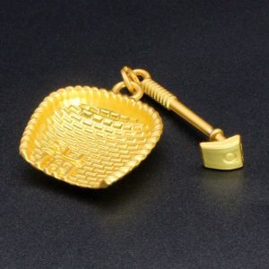 Pure Copper Yellow Bronze Keychain Decorative Pendant Gourd Shaped Tool Key Holder Car Ornament Handmade Craft Gift