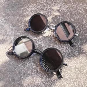 CRIXALIS 2Pcs Classic Vintage Round Adjustable Sunglasses For Men ND 1~9 Manual Dimming Sunglasses Fishing Driving Shade UV400