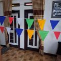 BENDERA SEGITIGA KECIL WARNA WARNI BUAT PERLENGKAPAN PESTA PANJANG ±4METER. 