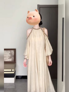 ชุดเดรสยาวแขนกุดเอวสูงสไตล์ฝรั่งเศสสำหรับผู้หญิงไซส์ใหญ่ในช่วงฤดูร้อน ชุดเดรสยาวคลุมเข่าสไตล์เกาหลี