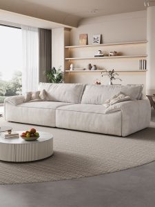 JINWUCANGJIAO | Minimalist Design Fabric and Baby Velvet Living Room Sofa Solid Pine Base High Density Foam