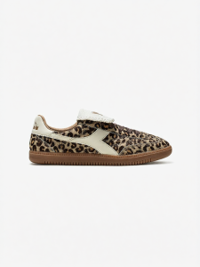 Leopard Print Retro Football Style Flip Cap Plate Shoes