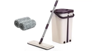 360° Free Hand Self Wash Lazy Floor Mop 2in1 Squeeze Dry Flat Mops Bucket With map Cloth  360 Spin Refill Pad