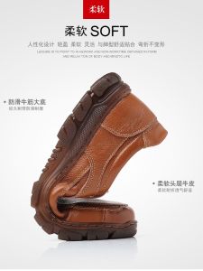 Leather Shoes Mens Business Casual Mid-Year Dad Winter Breathable Soft Bottom Anti-Slip Elderly Mens Shoes Cow Tendon