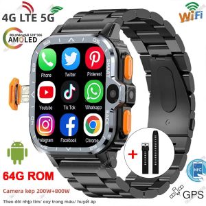 Đồng Hồ Thông Minh Android Dành Cho Nam GPS NFC SIM Bộ Nhớ 64GB Camera Kép HD Kết Nối Không Dây WIFI Truy Cập Internet Nhanh Google Play.