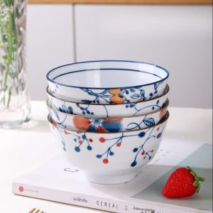 ชามอาหารกลางวันสไตล์จีน ชามเซรามิก ลายดอกไม้ ทนความร้อนสูง ชามเซรามิกลายดอกไม้ ชามสำหรับใช้ในบ้าน ชามสำหรับใช้ในธุรกิจ