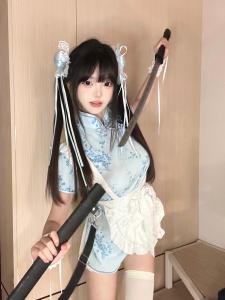 New Chinese Style Cheongsam Dress Halloween Christmas Cosplay Uniform Short Sleeve Maids Uniform Short Cheongsam Daily Wear