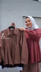 Ezpata Kemeja Vivilane Wanita Kerja Kuliah Jumbo LD 120cm XXXL Bahan Madinah Katun Lengan Kancing