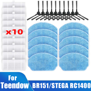 For Teendow BR151 Vacuum Robot Accessories Side Brush Mop Cloth HEPA Filter Efficient Microfiber Spare Cleaning Replacement