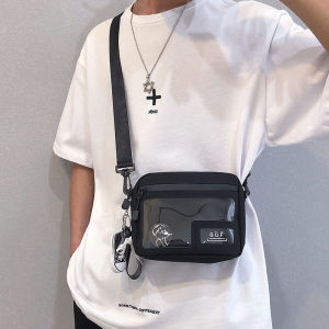 กระเป๋าสะพายข้างใสแบบลำลองสำหรับผู้ชาย กระเป๋าสะพายข้างแบบสะพายข้าง กระเป๋าสะพายไหล่เดียว กระเป๋าเป้สะพายหลังแบบลำลองสำหรับผู้ชาย