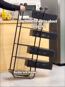 SJorage Trolley Rack Movable Rack with Wheels Kitchen Rack Cosmetic Storage Bathroom Storage Rack Shelf