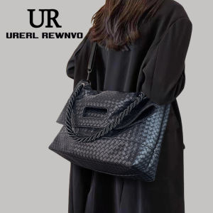 กระเป๋าถือผู้หญิง UR Soft Leather Woven Tote Bag 2025 กระเป๋าสะพายข้างขนาดใหญ่ความจุสูงสำหรับการเดินทางและเรียนหนังสือ
