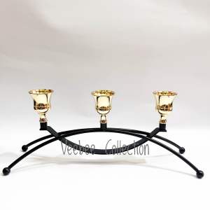 Tempat Lilin hitam kuningan 3pc SQ-5/ Wadah Lilin/ Standing Lilin/ Tatakan Lilin