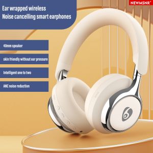 NEWMSNR ANC หูฟังไร้สายลดเสียงรบกวนหูฟังบลูทูธเป็นมิตรกับผิวพร้อมไมโครโฟน HD 9D หูฟังเบสเสียงรอบทิศทางหูฟังกีฬาเครื่องเสียงขนาดใหญ่40Mm