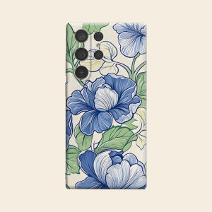 BILIBILI | Blue Vintage Peony Luxury Fashion Full Lens Protective Case for Samsung Galaxy S26 S25 S24 A56 A36 Plus Ultra