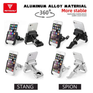 Motowolf Holder Handphone Motor Stang Spion 360 Almunium Alloy