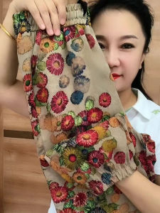 Quick Dry Thin Ice Silk High Waist Slimming Nine Point Casual Pants Womens Summer New Style High Waist Grandmother Pants