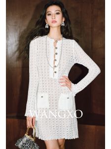 WANGXO | Đầm Thun & Voan Mịn 28 Cotton Lụa Cao Cấp Có Rỗng Thêu Ren
