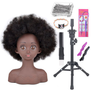 Afro Mannequin Heads for Braiding Maniquí Hair Dolls Real Human Training Hairdresser Model Natural Womens Hairdressing Kit Wigs