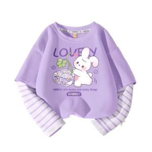 La Chapelle Girls Long Sleeve T-Shirt Fashionable Childrens Clothing Cotton Princess Style Cartoon Print Spring Autumn Wear