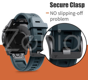 Zenia 26mm Quick Release Easy Fit Silicone Watch Strap for Garmin Fenix 8 AMOLED 7X 6X Pro 51mm Sapphire 5X Plus HR Instinct 3 50mm 2X Solar Tactical D2 Tactix 7 Elite/Bravo/Charlie/Delta PX Quatix Descent Mk1 Mk2 Mk2i Mk3i 51mm Enduro COROS VERTIX 2 2S