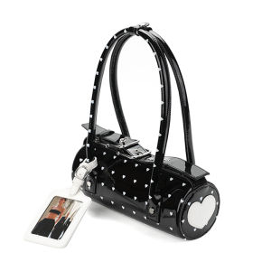 JANDRESS | Polka Dot Leatherette Cylinder Tote