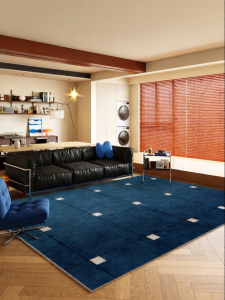 NAIERDENG | Bauhaus Style Blue Carpet Waterproof and Stain-Resistant Easy-to-Clean
