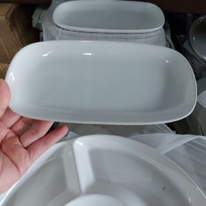 จานเปล จานเซรามิคพอรช์เลน จานสีขาว จานสีเหลี่ยมผืนผ้า