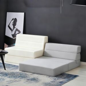 Zeen Folding Sofa Bed Convertible Sleeper Chair Fold Out Couch Memory Foam Floor Mattress Futon Couch Single/Queen Lazy Sofa for Living Room/Dorm/Guest Room/Home Office