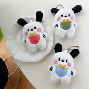 Cartoon Plush Pochacco Keychain Pendant - Sanrio Cookies Bear Monster Backpack Accessory Decoration Plush Doll 卡通毛绒围兜三丽鸥怕怕狗挂件少女心书包包挂件创意玩偶毛绒小公仔