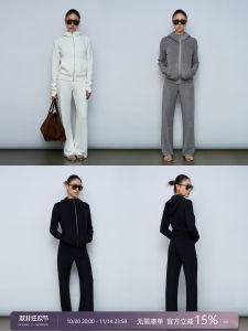 AOLOL Airport Set Womens Fleece Hoodie Jacket/Sport Pants Casual Loose Two-Piece Set Comfortable Lazy Cotton Zipper Closure