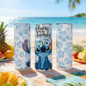 Disney | 1pc 20oz Disney Stitch & Hibiscus Stainless Steel Tumbler Insulated Travel Mug with Lid & Straw for Office & Outdoor Daily Use