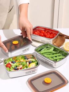 T-ORAS Stainless Steel Food Container Fresh keeping Box Vacuum Sealed Lid Tray Lunch Box kids Kitchen Storage