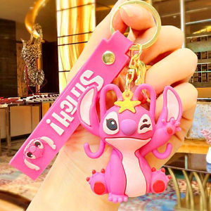 Wholesale Anime Disney Keychain Mickey Mouse Minnie Lilo & Stitch Doll Keyring Ornament Key Chain Car Pendant Kid Toys Gifts