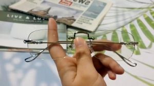 Fashion Anti Radiation Photochromic Sunglasses Glasses for Women Men Blue Light Blocking Rimless Rectangle Eyewear