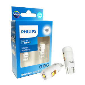 Philips | Philips LED T10 W5W Ultinon Pro6000 4000K 6000K White Bright Car Interior Lamps Turn Signal No Flash Flickering Error Free