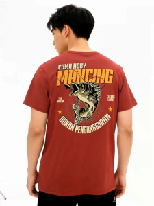 Baju Mancing Pria tangan pendek Cuma Hoby mancing Bukan Pengangguran Katun 24s