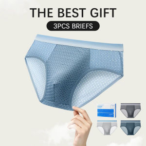 ของขวัญกางเกงในออกกำลังกายกีฬากางเกงชั้นในไหมน้ำแข็งตาข่ายชุดชั้นในเซ็กซี่ระบายอากาศเอวต่ำของผู้ชาย3ชิ้น
