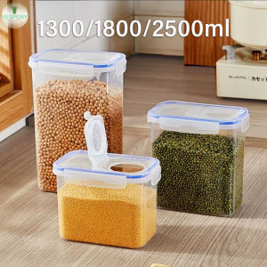 YESPERY 1300/1800/2500ML Sealed Food Storage Bucket With Lid Cereal Dispenser Kitchen Transparent Moisture-proof Dry Goods Organizer Containers