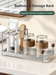 YONGLE | Stainless Steel Toothbrush Tumbler Storage Shelf Bathroom Organizer