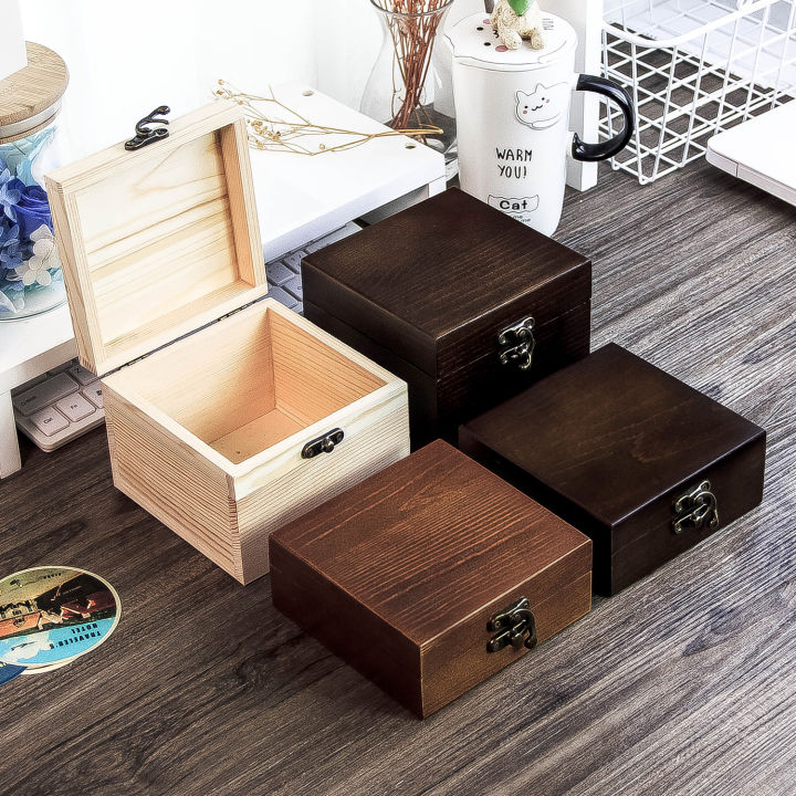 Solid Wood Retro Square Small Wooden Box Storage Storage Collection
