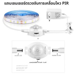 Smart PIR Motion Sensor LED Strip Light ชุด DC12V กันน้ําหน่วงเวลาปรับ DIY ตัดสําหรับห้องนอนหน้าแรก Corridor บันได