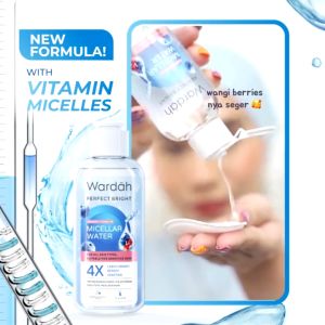 Wardah Perfect Bright Tone Up Micellar Water 100 ml - Micellar Water dengan Micelles Pencerah - Make Up Remover Lebih Bersih dan Mencerahkan - Untuk Semua Jenis Kulit