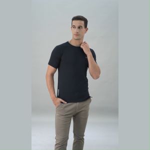 LGS - Kaos Casual Pria - T-Shirt - Lengan Pendek - Motif Polos - Warna Hitam - Slim Fit - JTS.322.S3199F.33.C