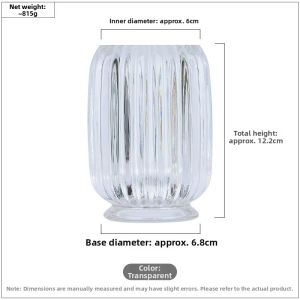 Transparent Striped Glass Makeup Brush Storage Container Desk Organizer