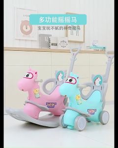 GooGoo Bird Unicorn Design 3in1 Rocking Horse Baby Dual-Purpose Ride-On Toy With Puller Mainan Kuda Goyang