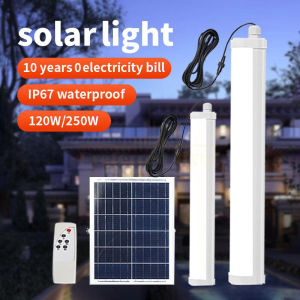 LIKHA Solar Fluorescent Lamp 120W 250W Solar Light Daylight Outdoor Waterproof Led Lamp with Panel